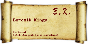 Bercsik Kinga névjegykártya